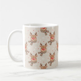 Caneca De Café Cute Smiling Reindeer Christmas Pattern