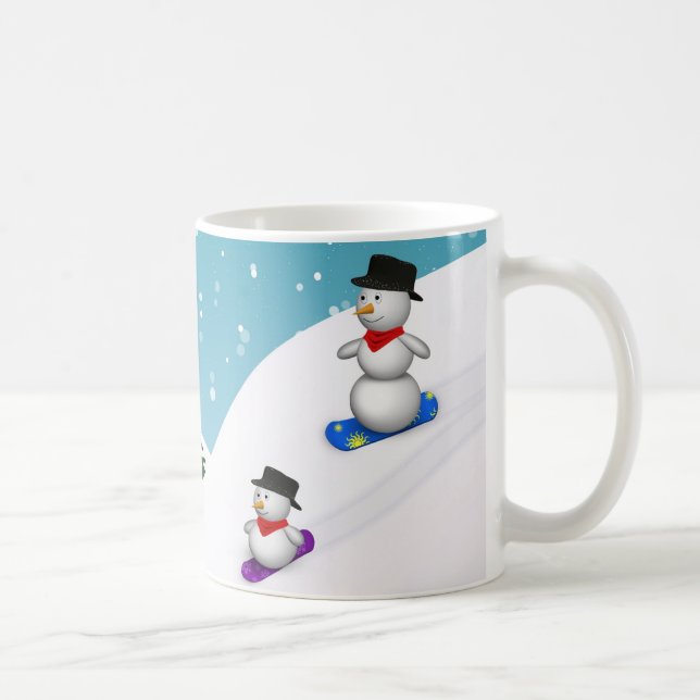 Caneca De Café Cute Snowboard Snowmen (Direita)