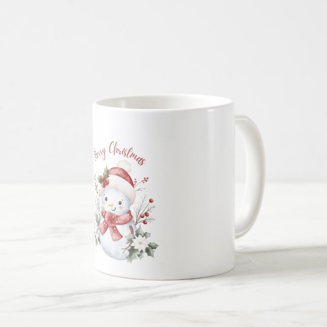 Caneca De Café Cute Snowman Christmas Mug (Frente Esquerda)