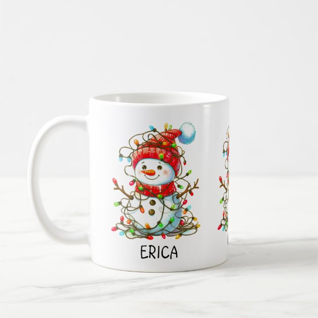 Caneca De Café Cute Snowman Festivo Apelido (Esquerda)