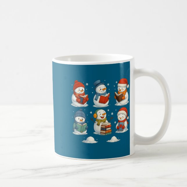 Caneca De Café Cute Snowman Reading Books Christmas Winter Book L (Direita)