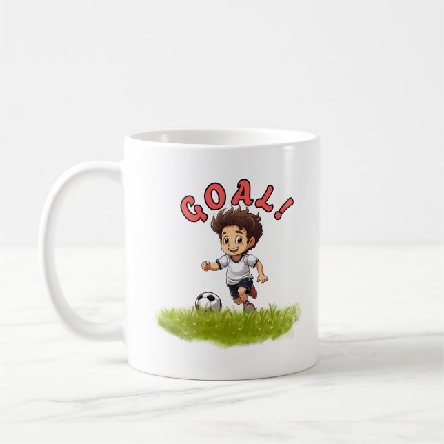 Caneca De Café Cute Soccer Kid Cartoon Sports Design (Esquerda)