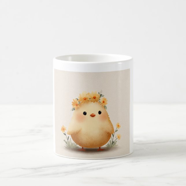 Caneca De Café Cute Spring Chick Mug | Daisy Flower Bird (Centro)