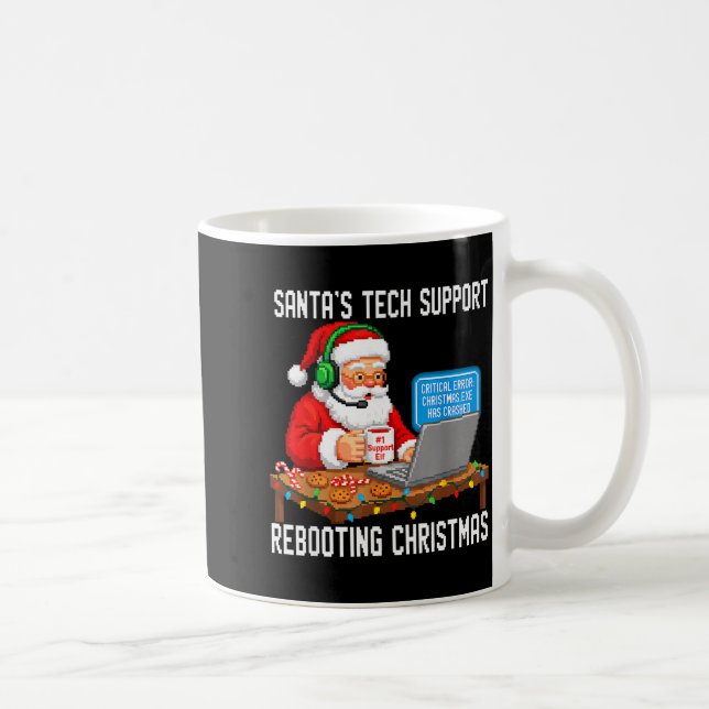 Caneca De Café Cute Support Tech Santa's Rebooting (Direita)