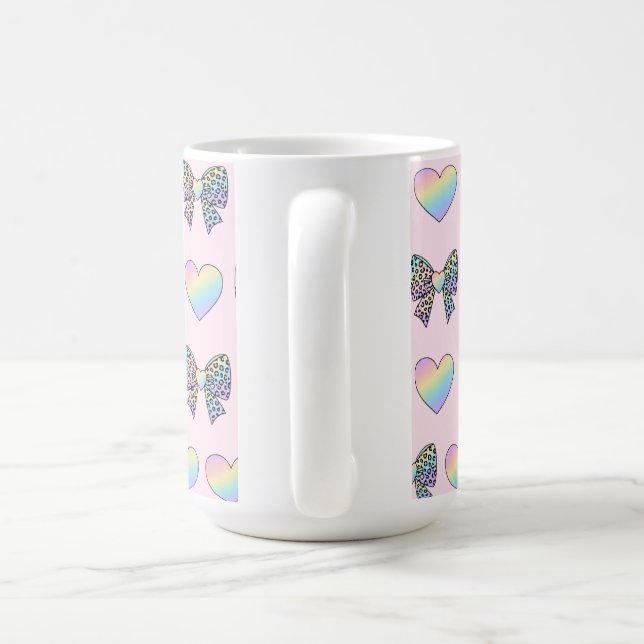 Caneca De Café  cute sweet rainbow hearts pastel gradient pattern (Alça)
