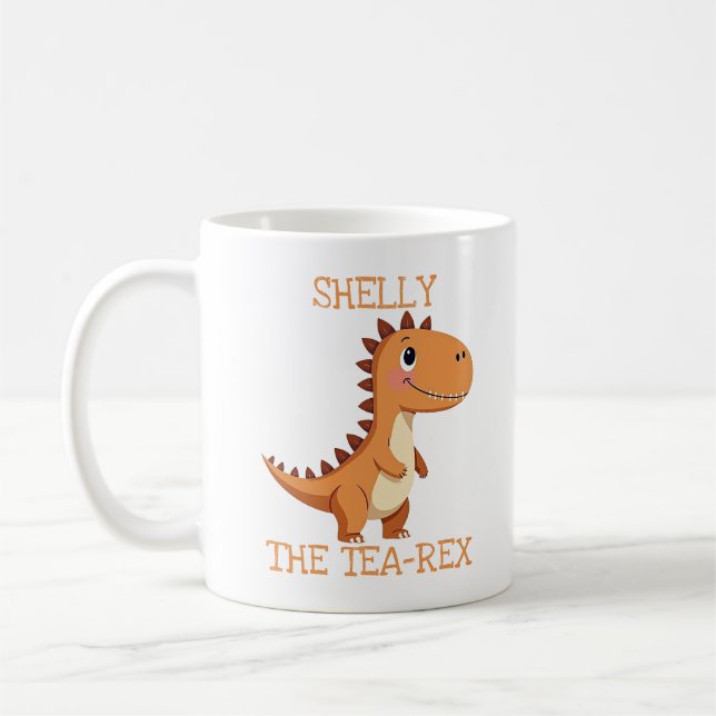 Caneca De Café Cute Tea-Rex Dinosaur Personalized Name (Esquerda)