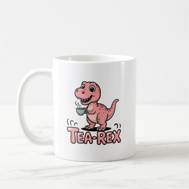 Caneca De Café Cute Tea-Rex Dinossauro Rosa – Beba Feliz! (Esquerda)