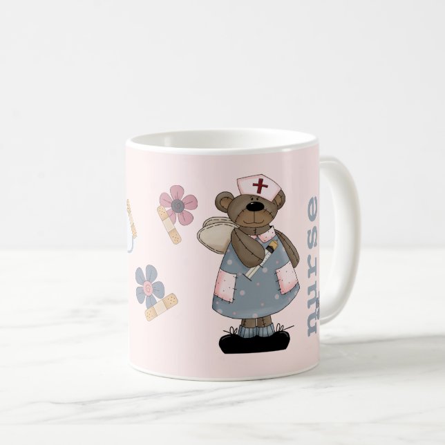 Caneca De Café Cute Teddy Bear Angel Gift Mug for Nurse (Frente Esquerda)