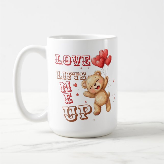 Caneca De Café Cute Teddy Bear Love Lifts Mug (Esquerda)