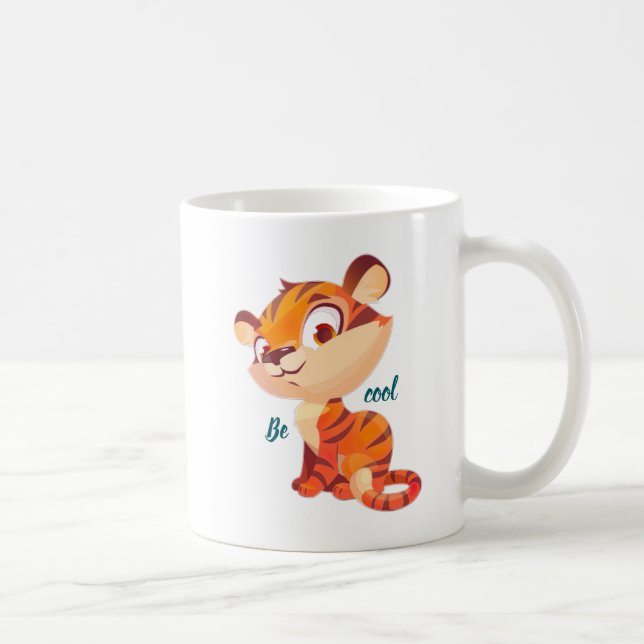 Caneca De Café Cute Tiger Be Cool Cartoon (Direita)