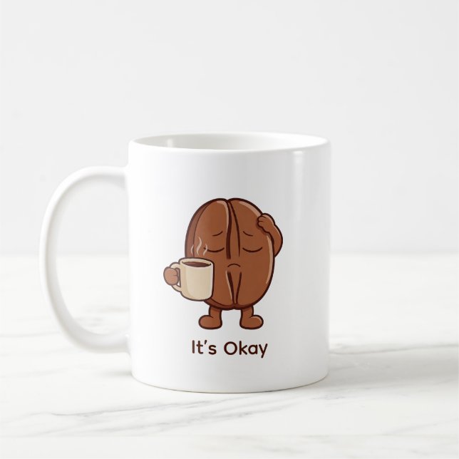 Caneca De Café Cute Tiny Coffee Bean Tentando ao Máximo (Esquerda)