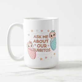 Caneca De Café Cute Twin Baby Burrito Announcement Illustration