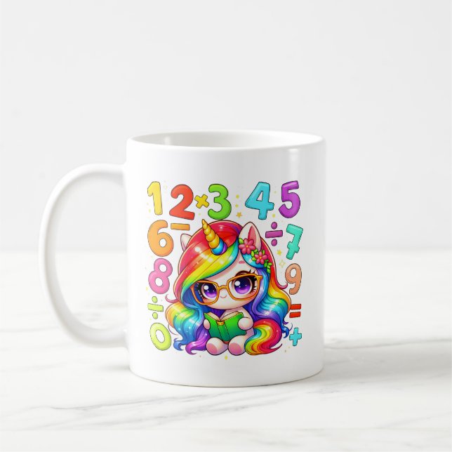 Caneca De Café Cute Unicorn Numbers Maths Mug for Kids (Esquerda)