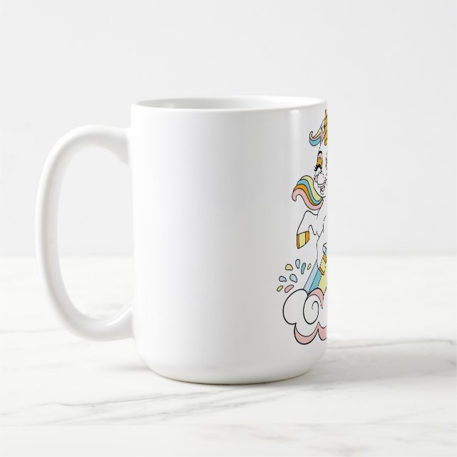 Caneca De Café Cute unicorn on a rainbow (Esquerda)
