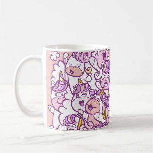Caneca De Café Cute Unicorn Pony: Coleção de Doodles Mágicos