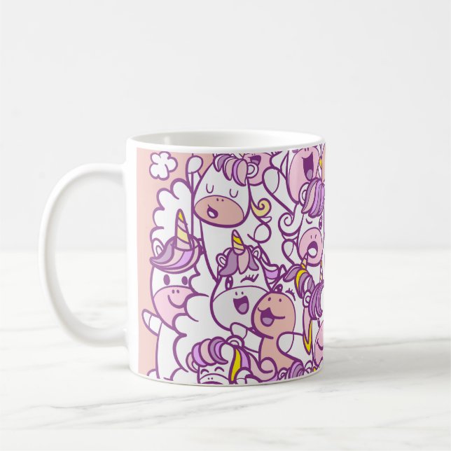 Caneca De Café Cute Unicorn Pony: Coleção de Doodles Mágicos (Esquerda)