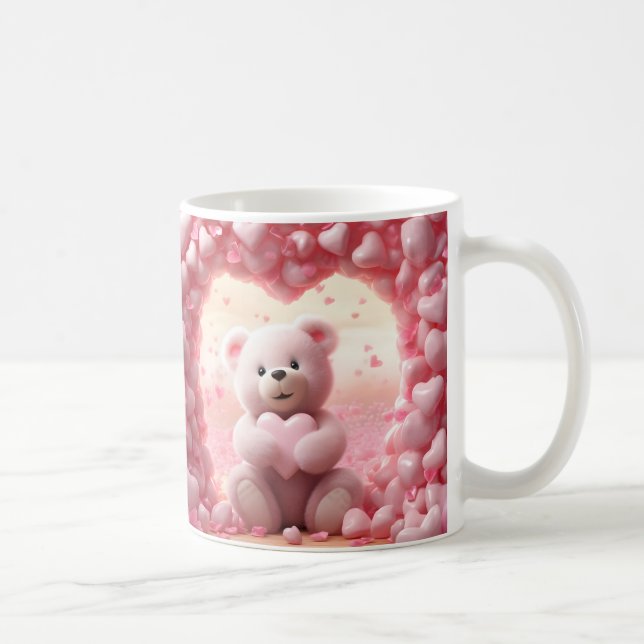 Caneca De Café Cute Valentine Teddy Bear Mug Valentine's Day Mug (Direita)