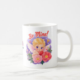 Caneca De Café Cute Valentine's Day Cupid with "Be Mine"
