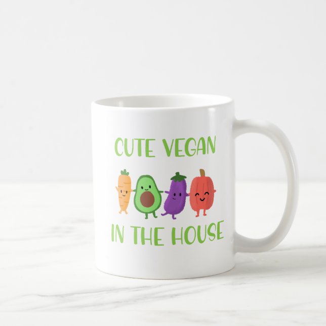 Caneca De Café Cute Vegan Na Casa Engraçado Citação (Direita)