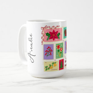 Caneca De Café Cute Vintage Christmas Postage Stamps Holiday
