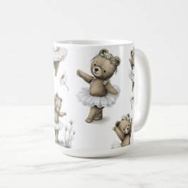 Caneca De Café Cute Watercolour Ballerina Bear Design in tutus