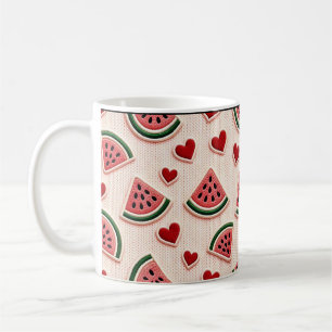 Caneca De Café Cute Watermelon and Hearts Pattern Coffee Mug - Sw