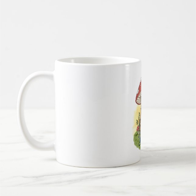 Caneca De Café Cute Whimsical Frog Knitting Illustration (Esquerda)