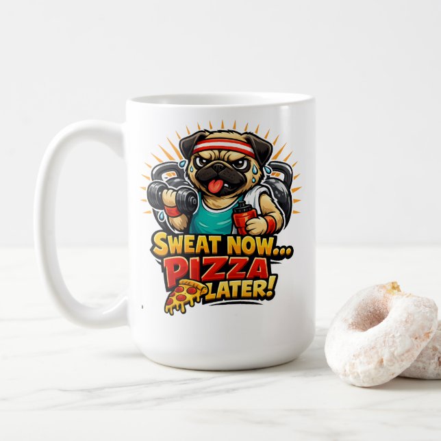 Caneca De Café Cute Workout Dog T-Shirt for Fitness & Pizza Lover (Com Donut)