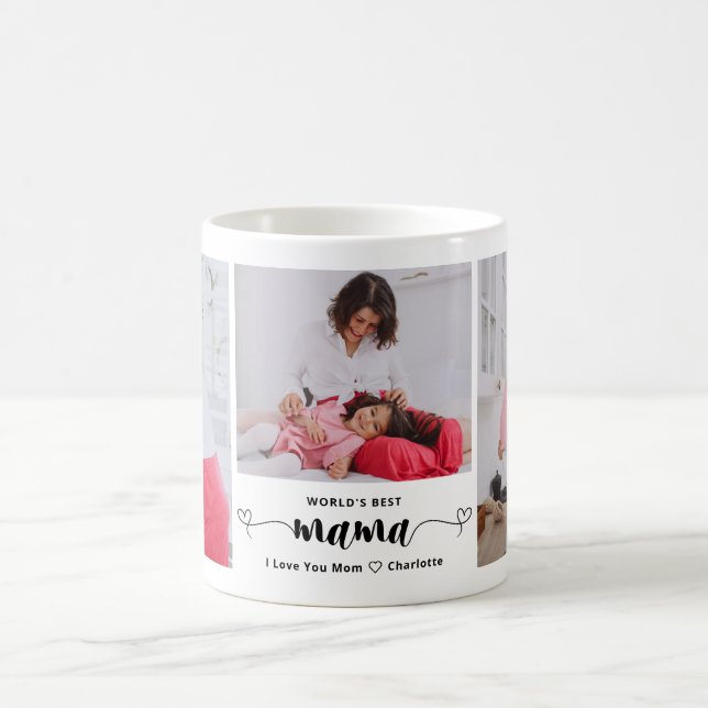 Caneca De Café Cute World's Best Mama Photo Collage Mother's Day  (Centro)