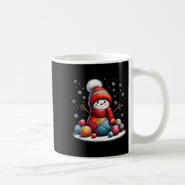 Caneca De Café Cute Yarn Snowman Quilter Christmas Crochet Knitti (Direita)