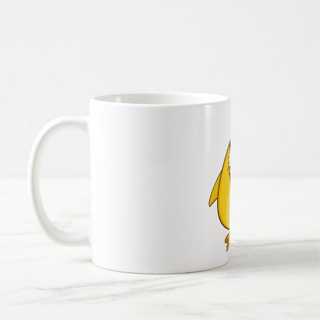 Caneca De Café Cute Yellow Cartoon Chick with Flower (Esquerda)