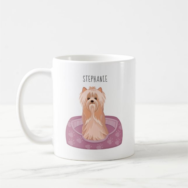Caneca De Café Cute Yorkshire Terrier Birthday Coffee Mug (Esquerda)