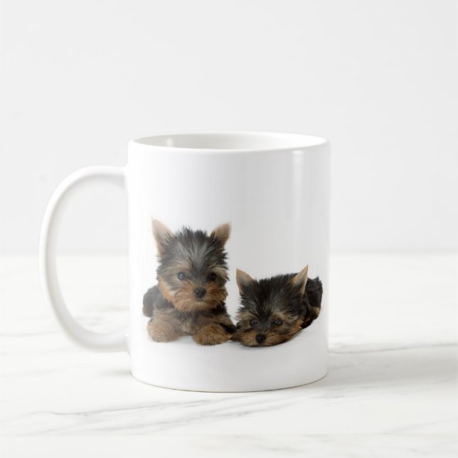 Caneca De Café Cute Yorkshire Terrier cachorrinhos (Esquerda)