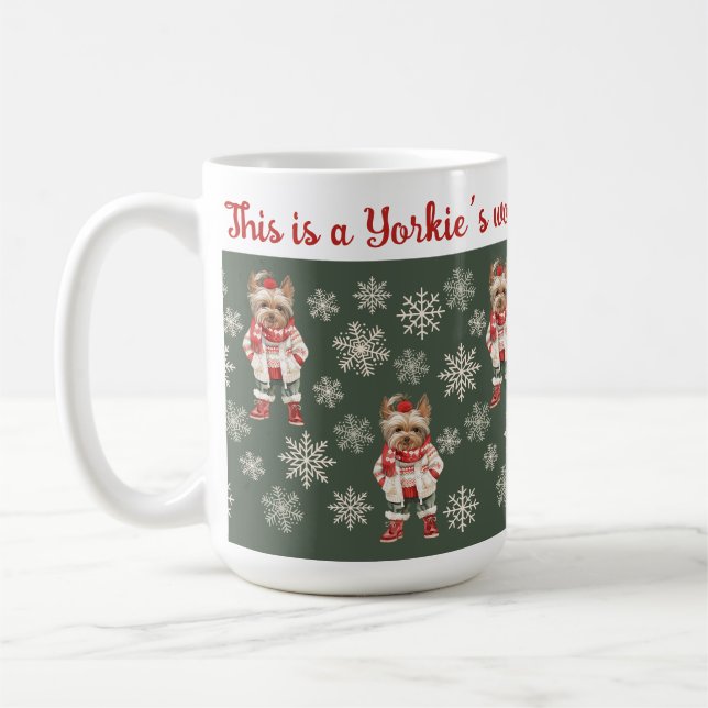Caneca De Café Cute Yorkshire Terrier Green Natal (Esquerda)