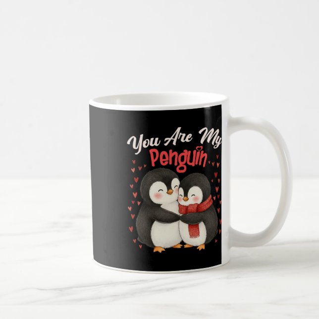 Caneca De Café Cute You Are My Penguin Couple Funny Valentines Da (Direita)