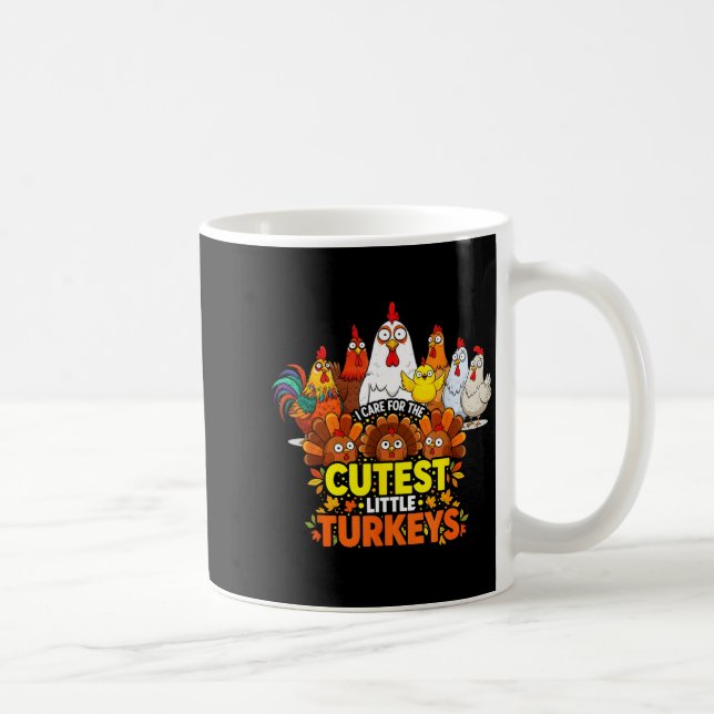 Caneca De Café Cutest Little Turkeys Funny Thanksgiving Teacher D (Direita)