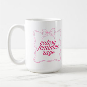 Caneca De Café Cutesy Feminine Rage Design Estético Rosa Suave