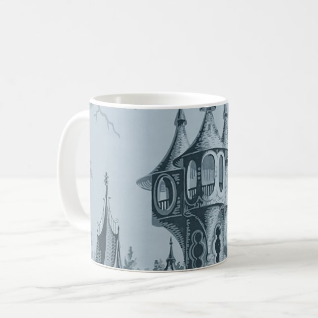 Caneca De Café Cyanotype Blue Castle Turret (Frente Esquerda)