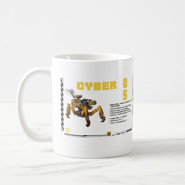 Caneca De Café Cyber 05 Mech Robot Design (Esquerda)