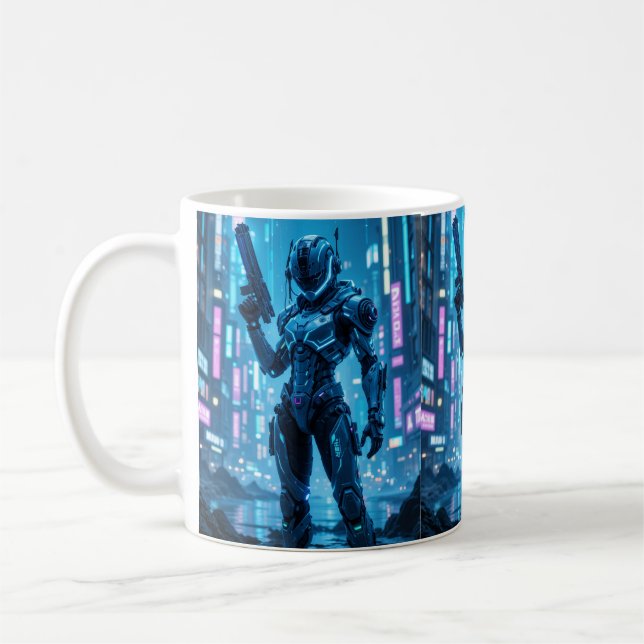 Caneca De Café Cyber Hunter - Neon Guardian - nova abordagem (Esquerda)