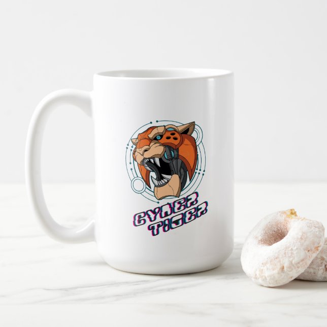 Caneca De Café Cyber Tiger | Clássica #15 (Com Donut)