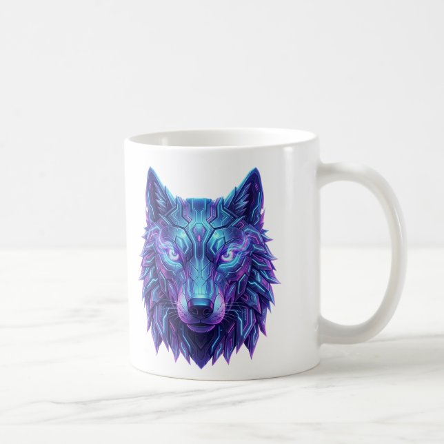 Caneca De Café Cyber Wolf Spirit Guardian of Intuition (Direita)