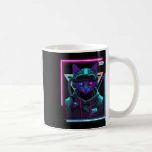Caneca De Café Cyberpunk Cat Gatinho Punker Futurístico Cyber Pun