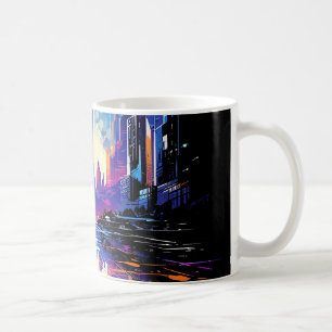 Caneca De Café Cyberpunk City Skyline