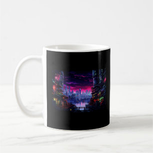 Caneca De Café Cyberpunk City Waterfront