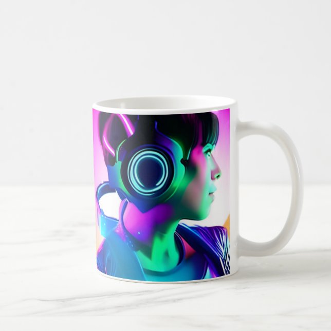 Caneca De Café Cyberpunk Gamer Girl - Coffee Mug (Direita)