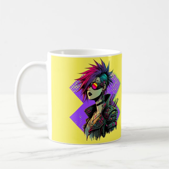 Caneca De Café Cyberpunk Girl (Esquerda)