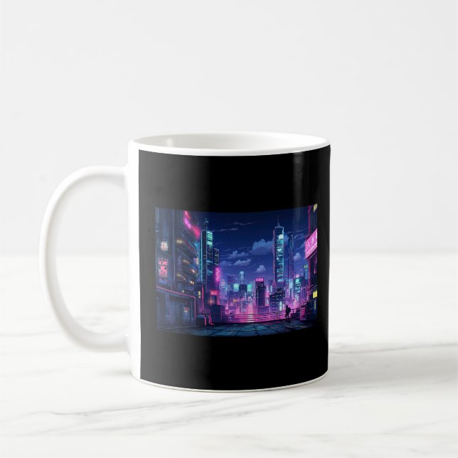 Caneca De Café Cyberpunk Japan Rooftop (Esquerda)