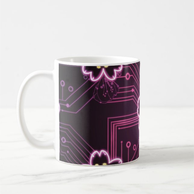 Caneca De Café Cyberpunk-Kirschblüte mit Neon-Effekt (Esquerda)