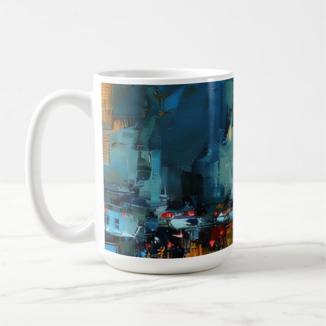 Caneca De Café Cyberpunk Rain Street (Esquerda)
